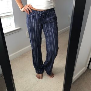 Navy blue pin stripe linen pants